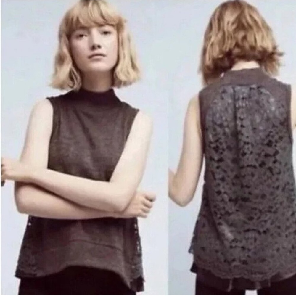 Moth > Gray Sleeveless Mock Neck Sweater Small